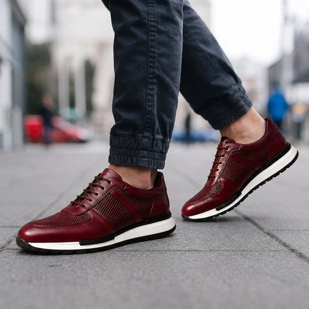Sneakers Genuine Leather Low Profile Padded Collar