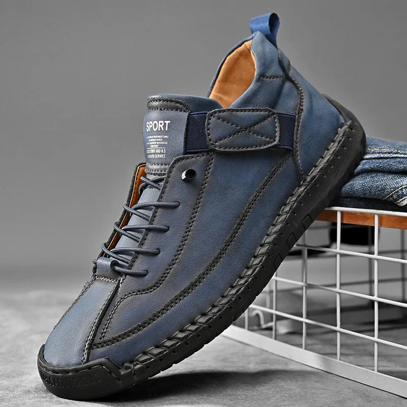 Sneakers Leather Handcrafted Stitching Cushioned Sole