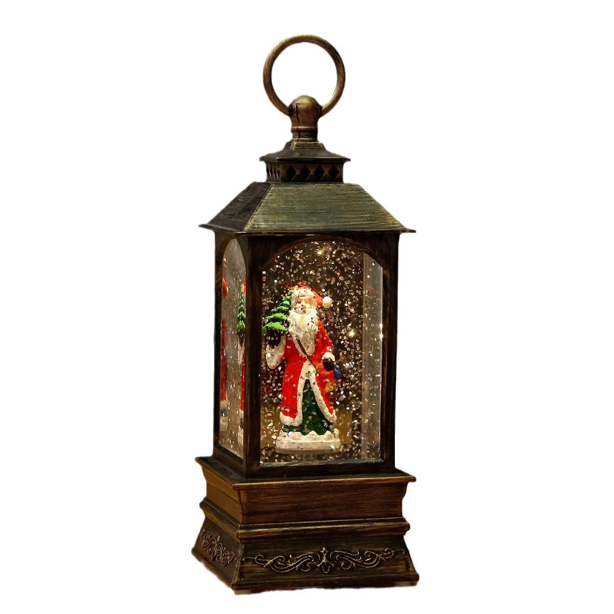 Snow Globe Lantern Illuminated Snowfall Holiday Figurine