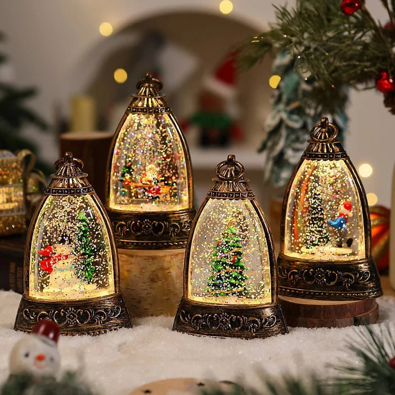 Snow Globe Lantern Snowman Scene LED Lighting