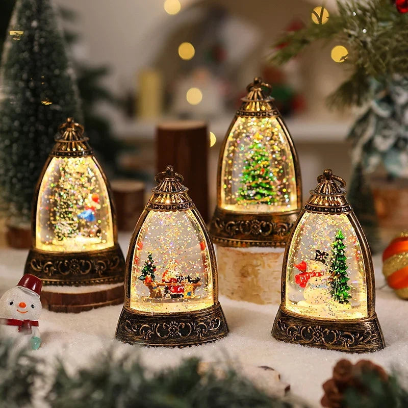 Snow Globe Lantern Snowman Scene LED Lighting