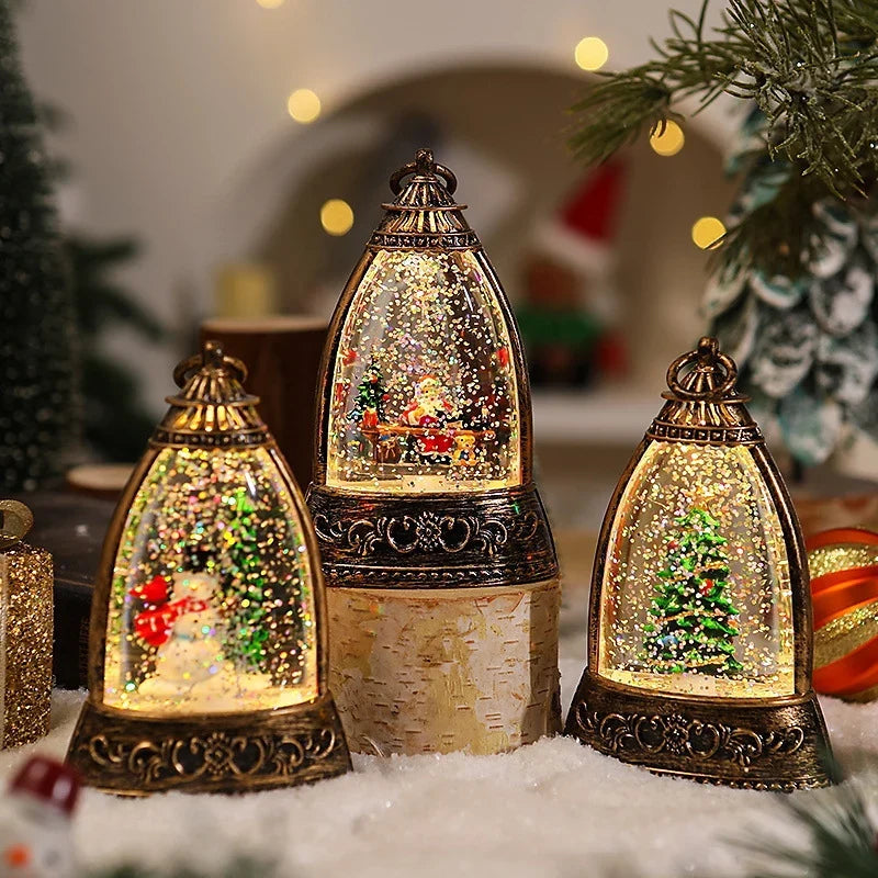 Snow Globe Lantern Snowman Scene LED Lighting