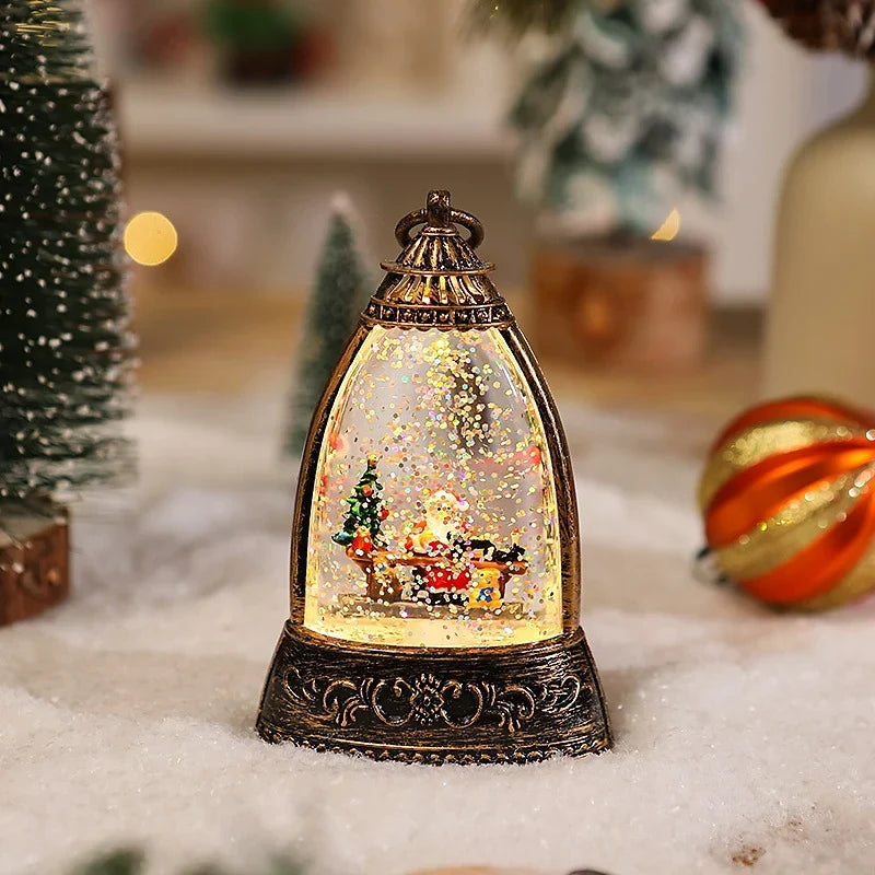 Snow Globe Lantern Snowman Scene LED Lighting