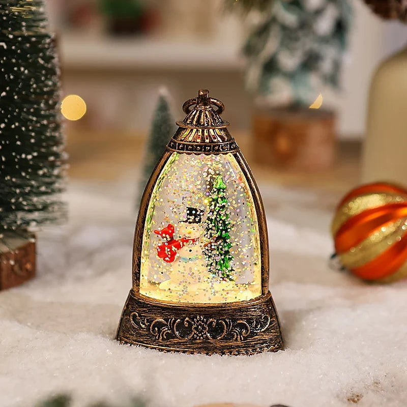 Snow Globe Lantern Snowman Scene LED Lighting