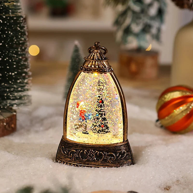 Snow Globe Lantern Snowman Scene LED Lighting