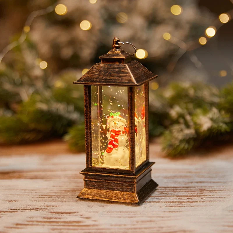 Snow Globe Lantern Sparkling Snow Effect & Warm Light