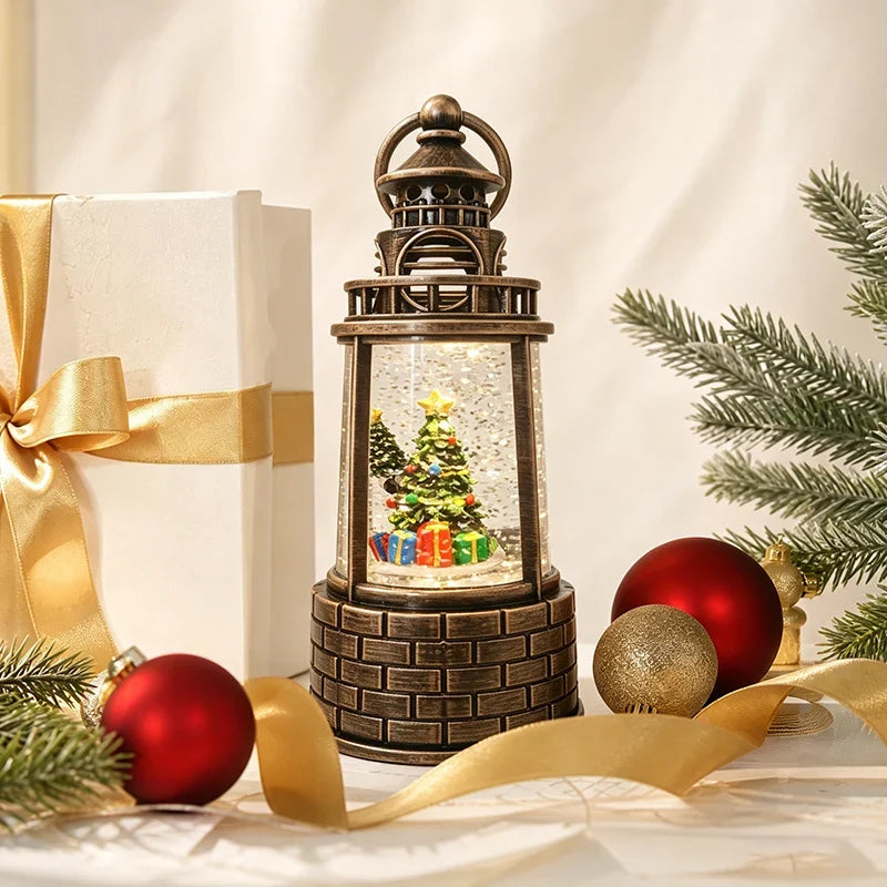 Snow Lantern Moving Snowman Scene Warm LED Light
