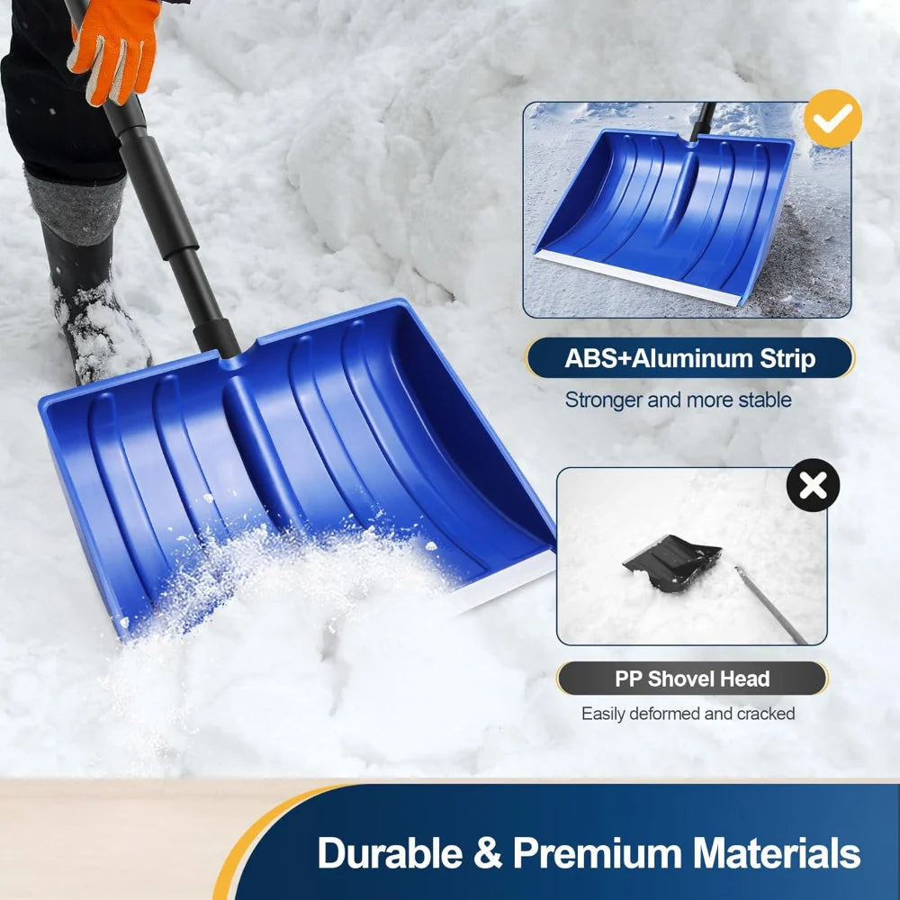 Snow Shovel Height-Adjustable Wide Polymer Blade