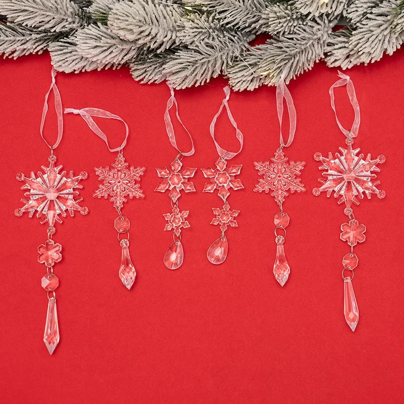 Snowflake Ornament Crystal-Look Clear Plastic Hanging Loop