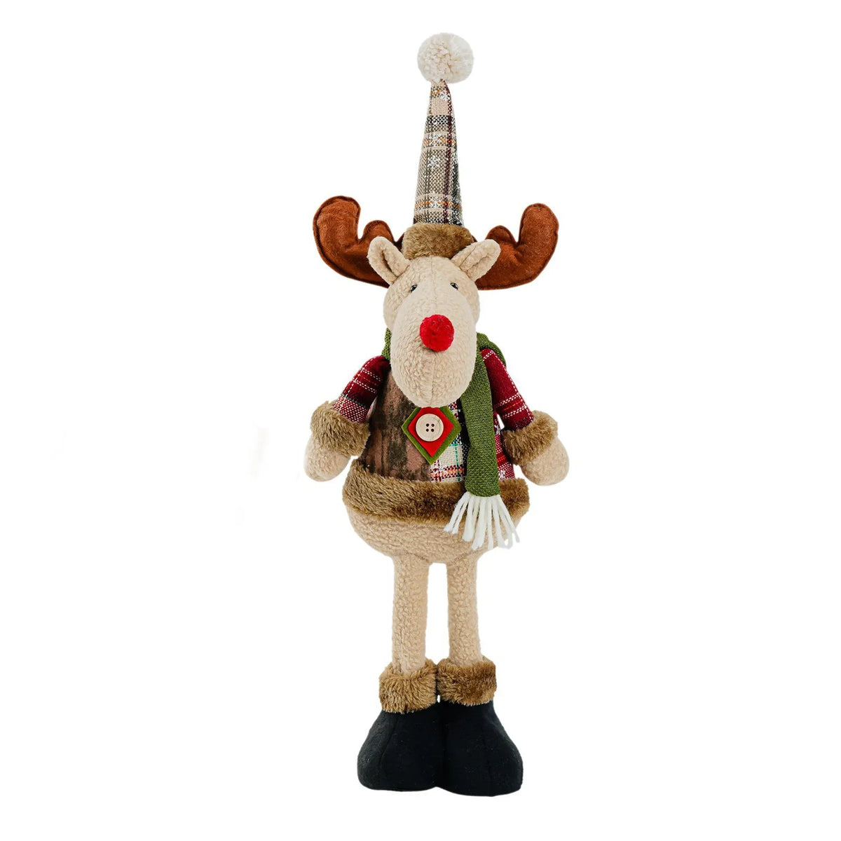 Snowman Figure Checkered Sweater Red Scarf Stable Base