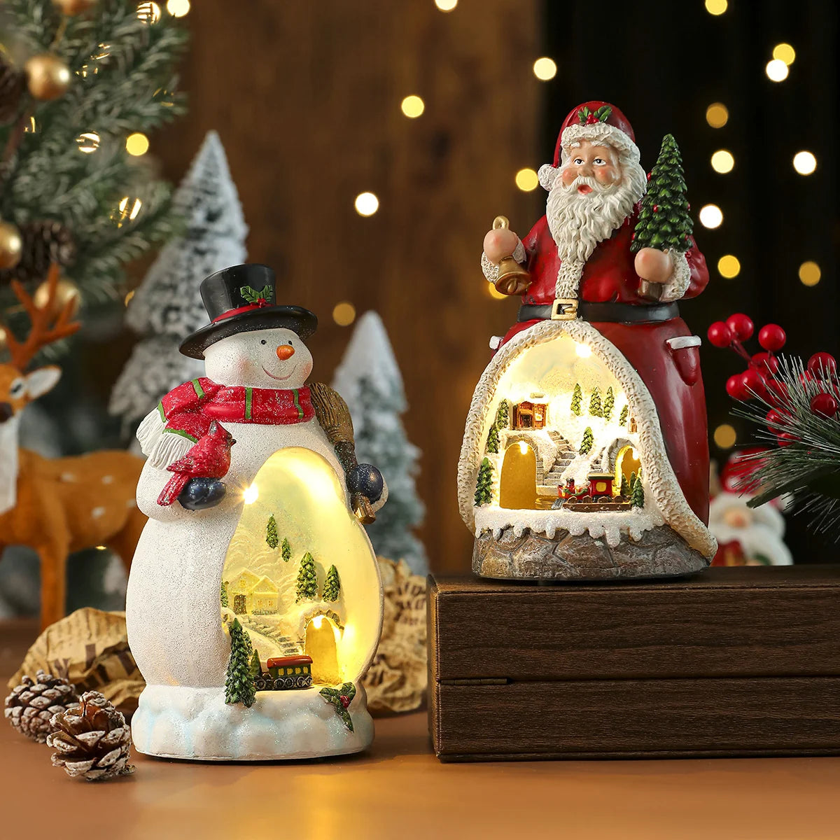 Snowman Figurine Built-In Warm LED Holiday Decor