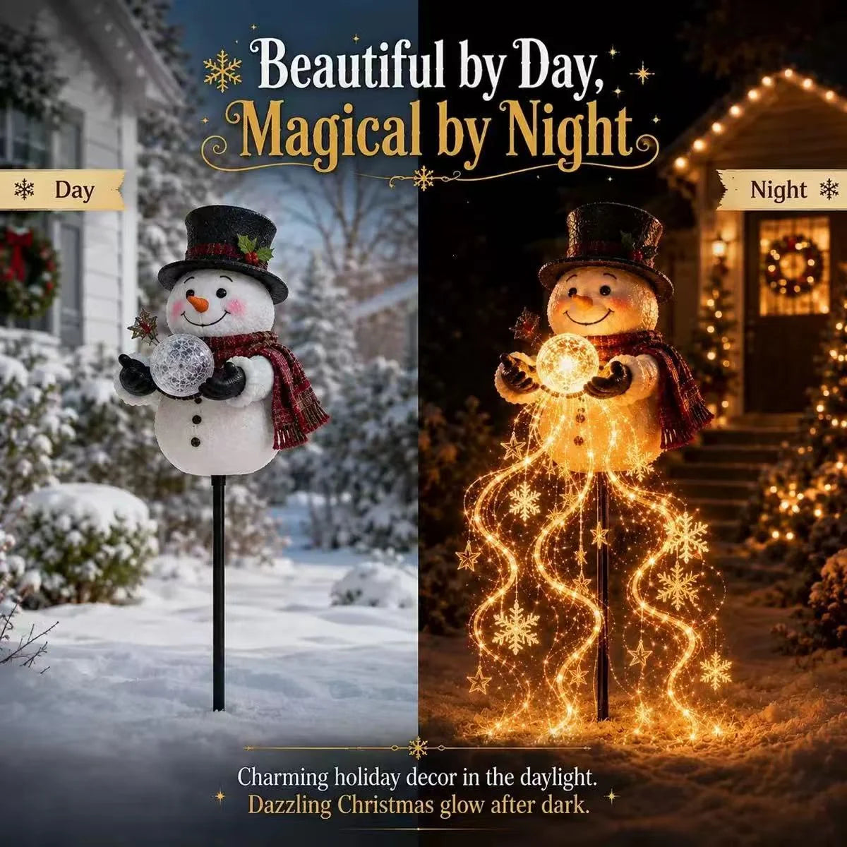 Snowman Figurine LED Lights Weatherproof Indoor Outdoor Decor
