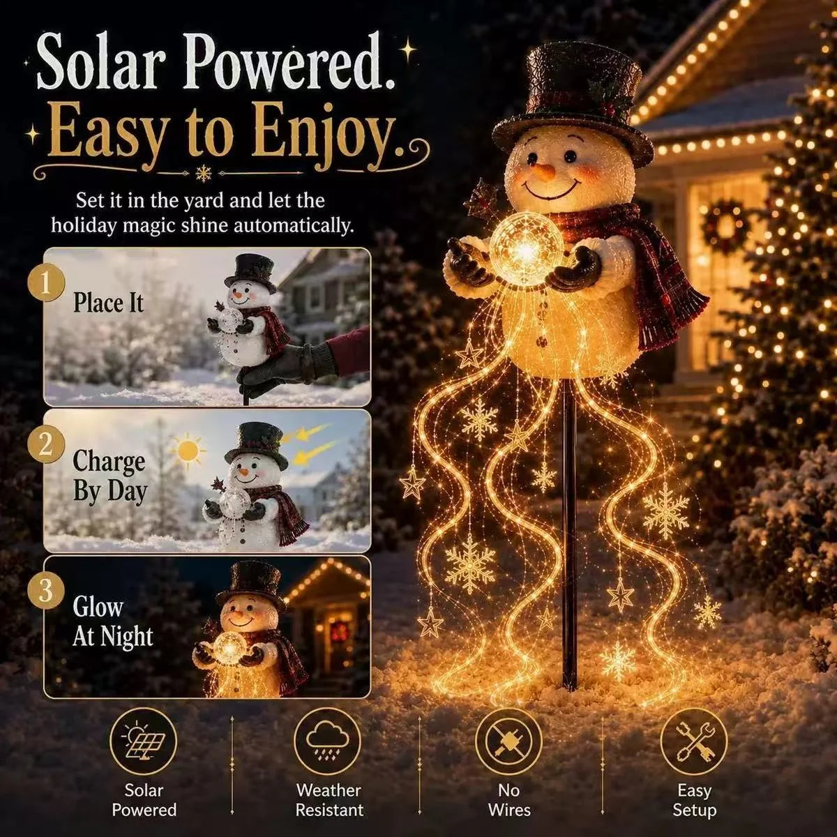 Snowman Figurine LED Lights Weatherproof Indoor Outdoor Decor