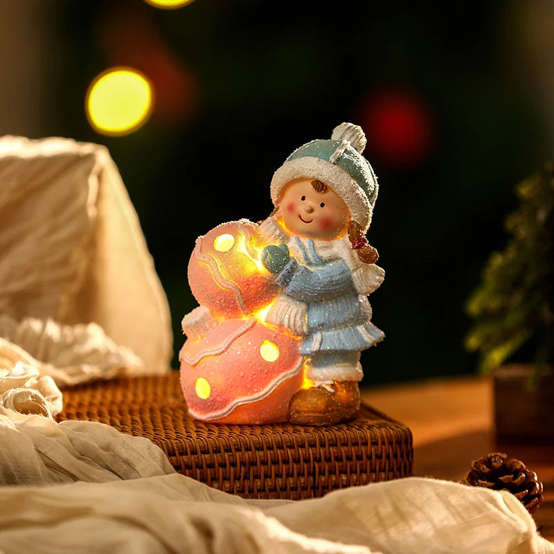 Snowman Figurine LED-Lit Durable Shelf & Table Decor