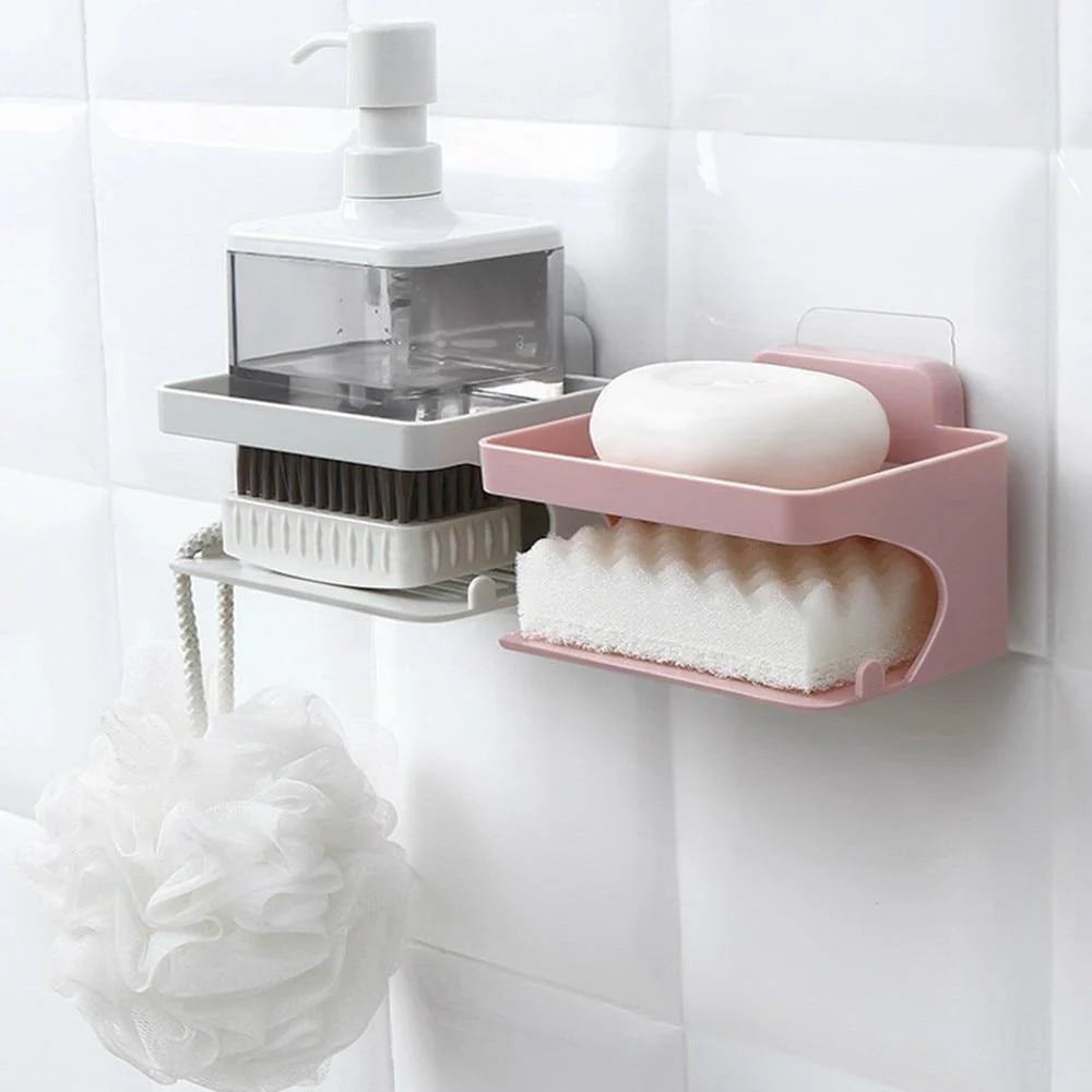 Soap Holder Rack Wall-Mounted Suction Cup Drainage