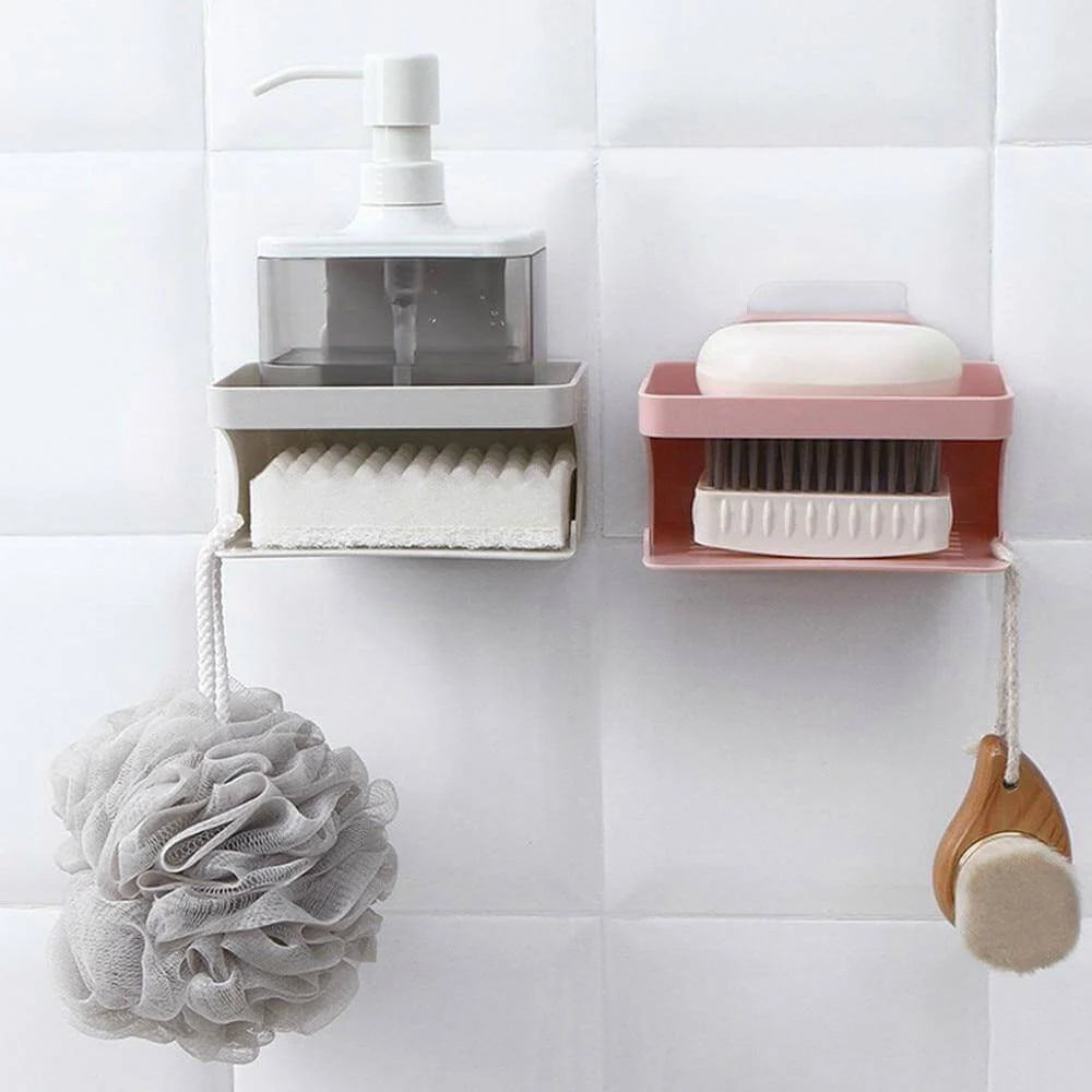 Soap Holder Rack Wall-Mounted Suction Cup Drainage