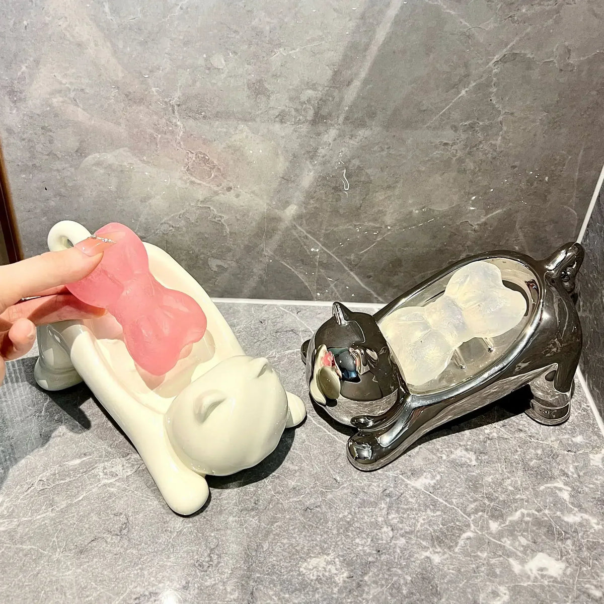 Soap Tray Ceramic Stretching Cat Design