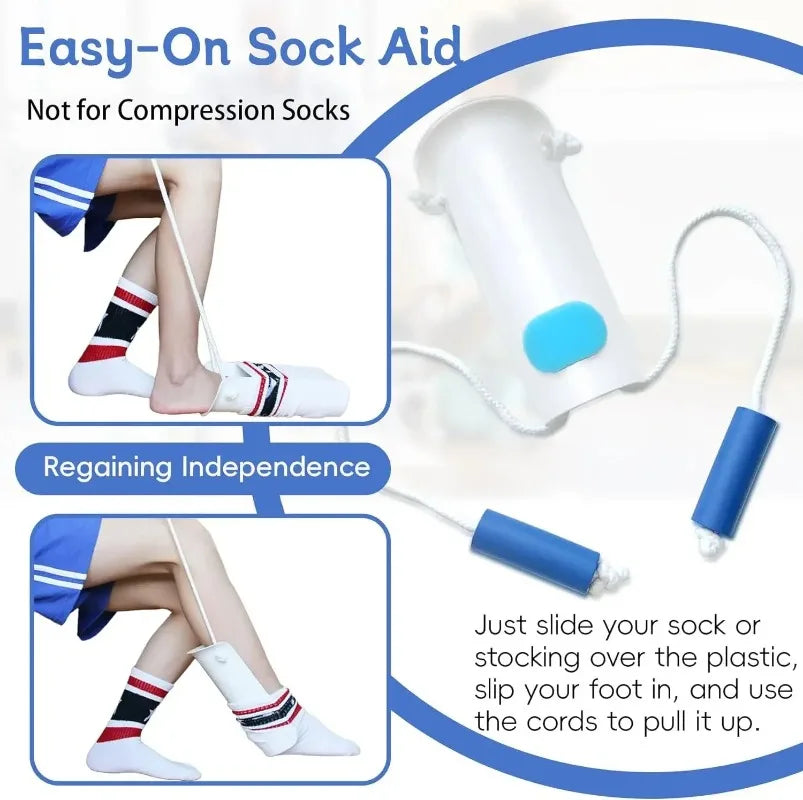 Sock Aid Long Handles Non-Slip Base Smooth Sliding Surface