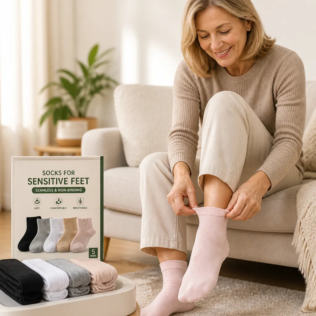 Socks For Sensitive Feet Seamless & Non-Binding