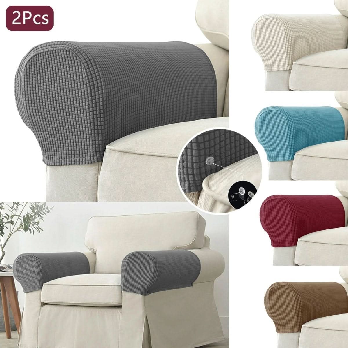 Sofa Armrest Covers Waterproof Non-Slip Set of 2