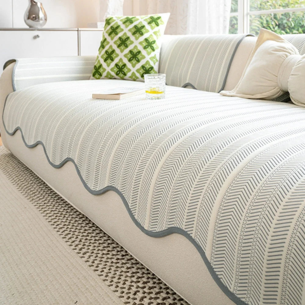 Sofa Cover Herringbone Microfiber Non-Slip Backing
