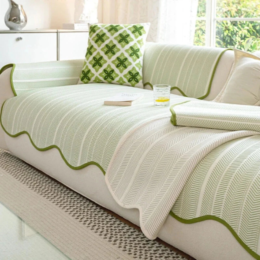 Sofa Cover Herringbone Microfiber Non-Slip Backing