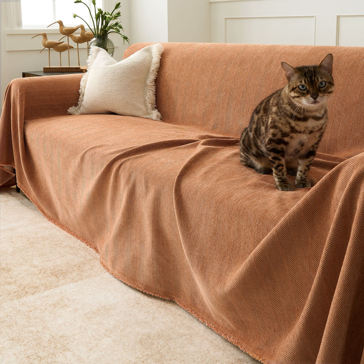 Sofa Cover Herringbone Water-Repellent Machine-Washable