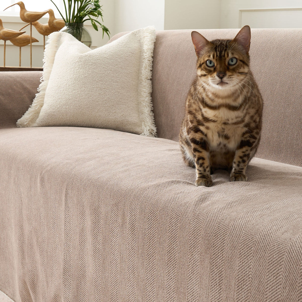 Sofa Cover Herringbone Water-Repellent Machine-Washable
