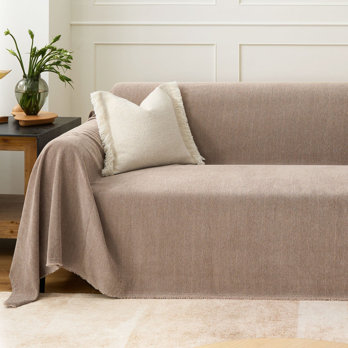 Sofa Cover Herringbone Water-Repellent Machine-Washable