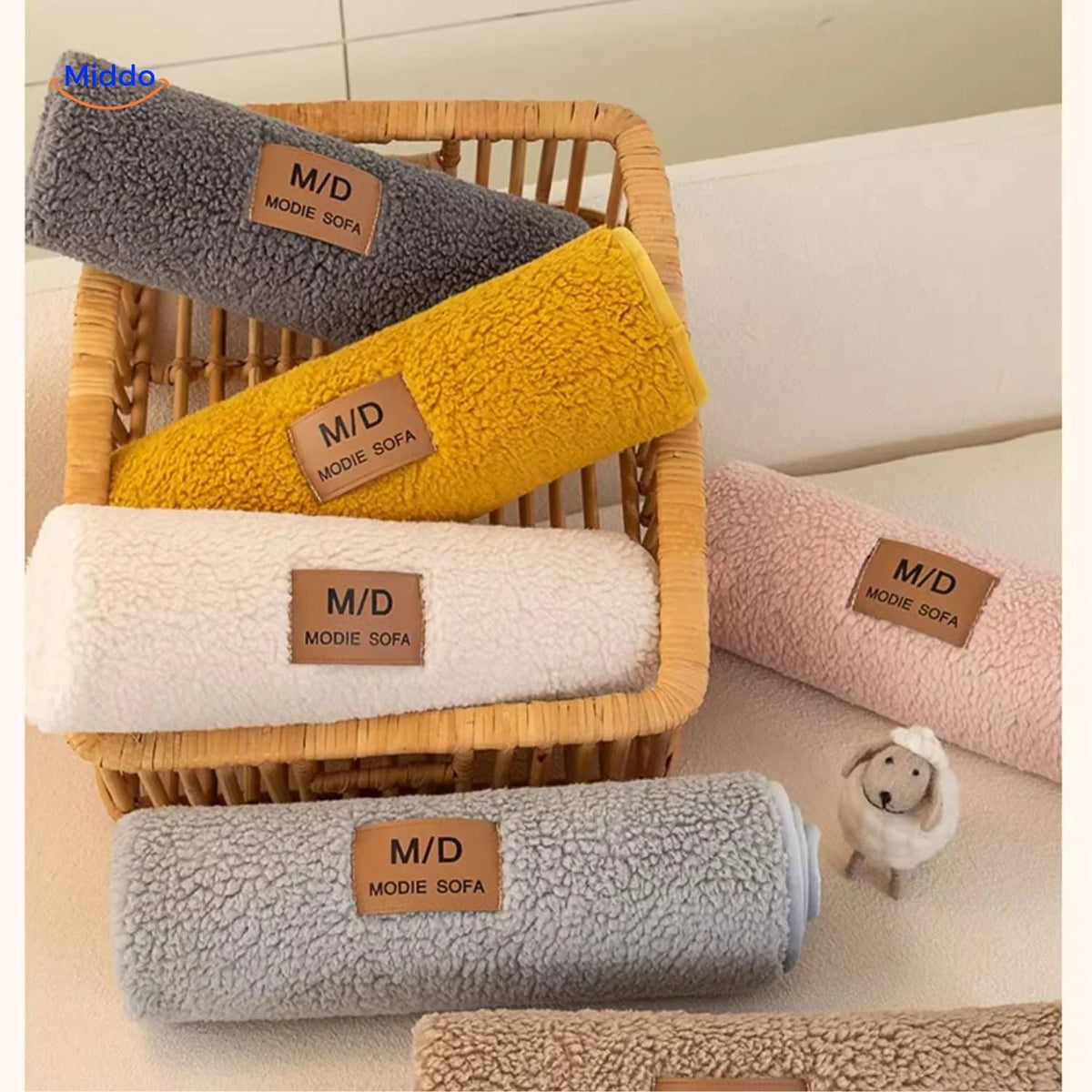 Sofa Cover Plush Faux Fur Non-Slip Backing Wipe-Clean Surface