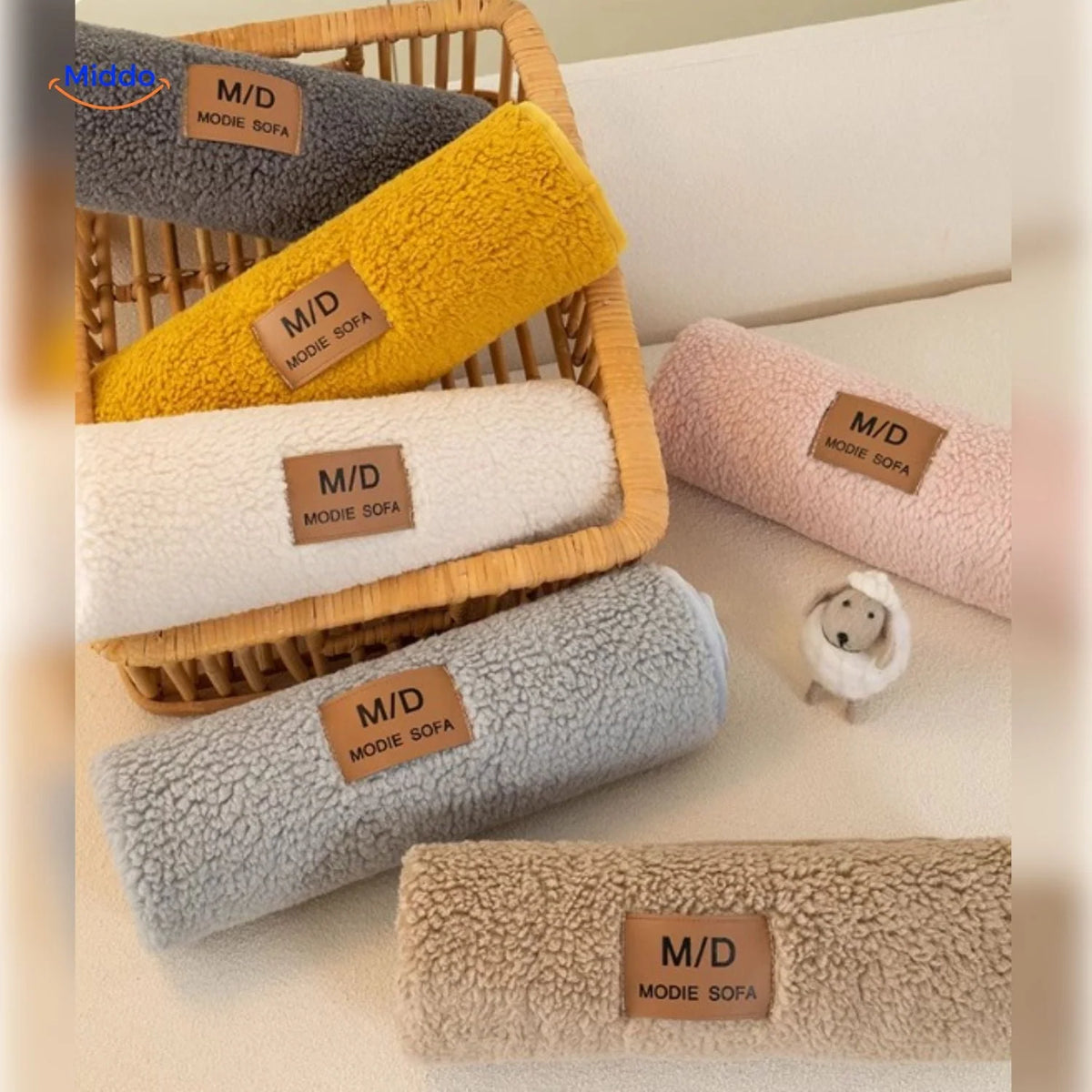 Sofa Cover Plush Faux Fur Non-Slip Backing Wipe-Clean Surface