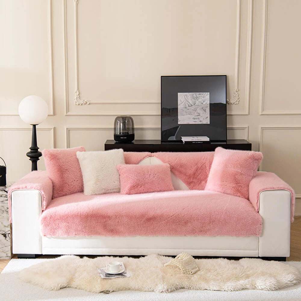 Sofa Cover Plush Faux Fur Non-Slip Machine Washable