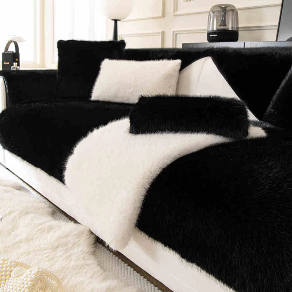 Sofa Cover Plush Faux Fur Non-Slip Machine Washable