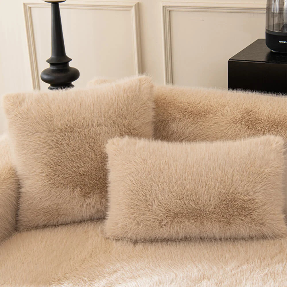 Sofa Cover Plush Faux Fur Non-Slip Machine Washable