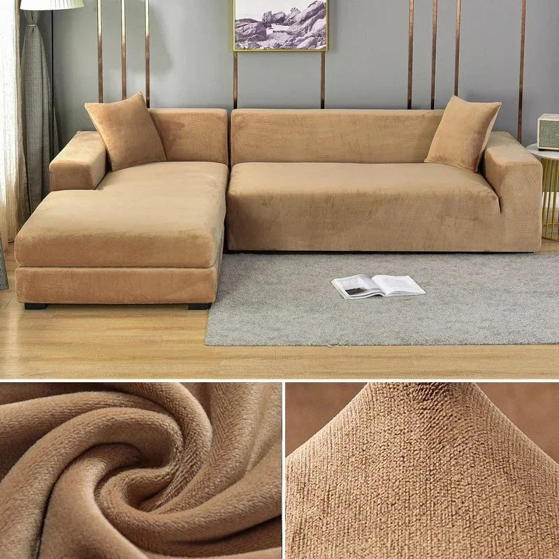 Sofa Cover Stretch Velvet Machine Washable Snug Fit