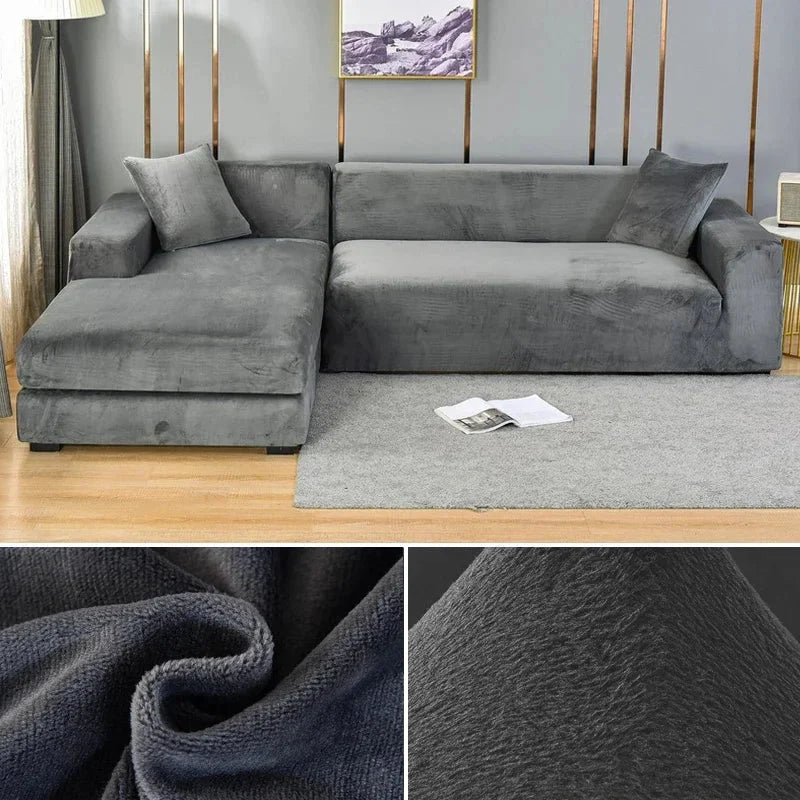 Sofa Cover Stretch Velvet Machine Washable Snug Fit