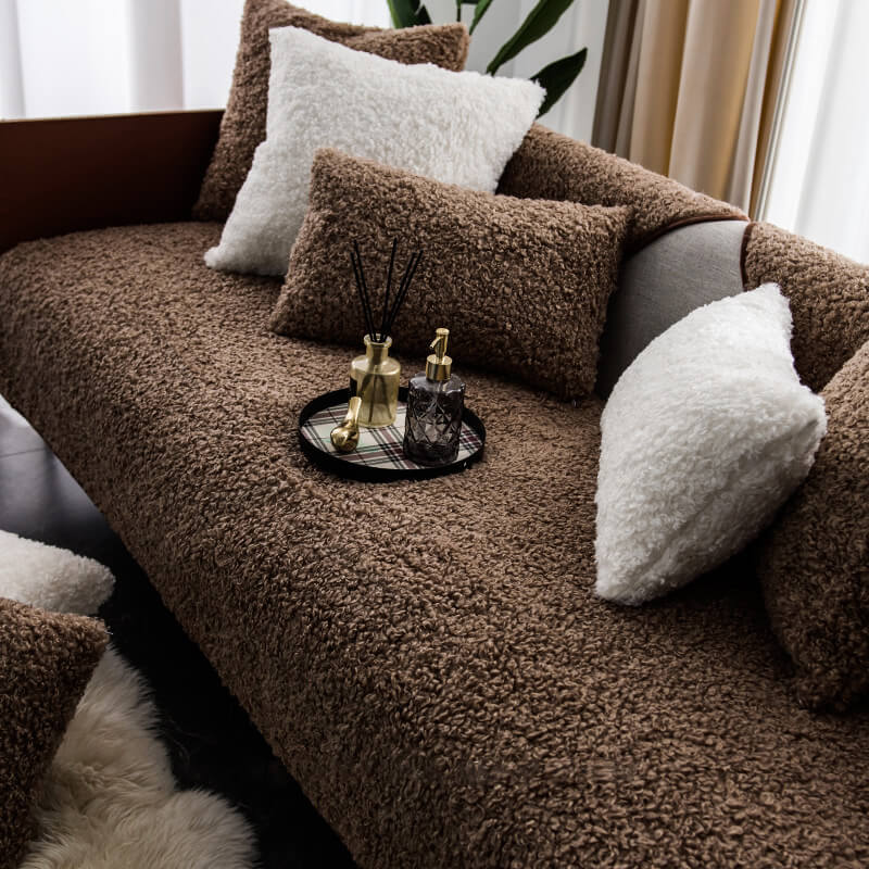 Sofa Cover Teddy Fleece Non-Slip Machine Washable