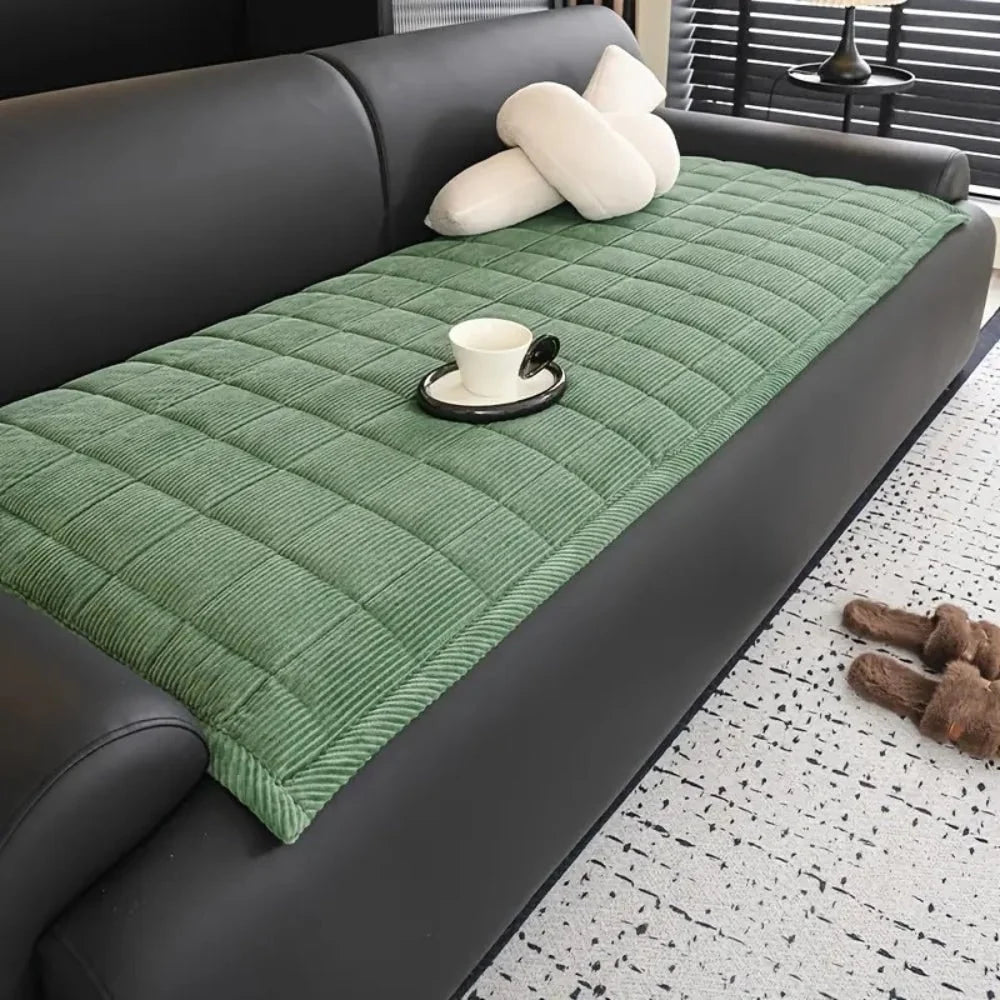Sofa Protector Cover Quilted Padded Elastic Straps
