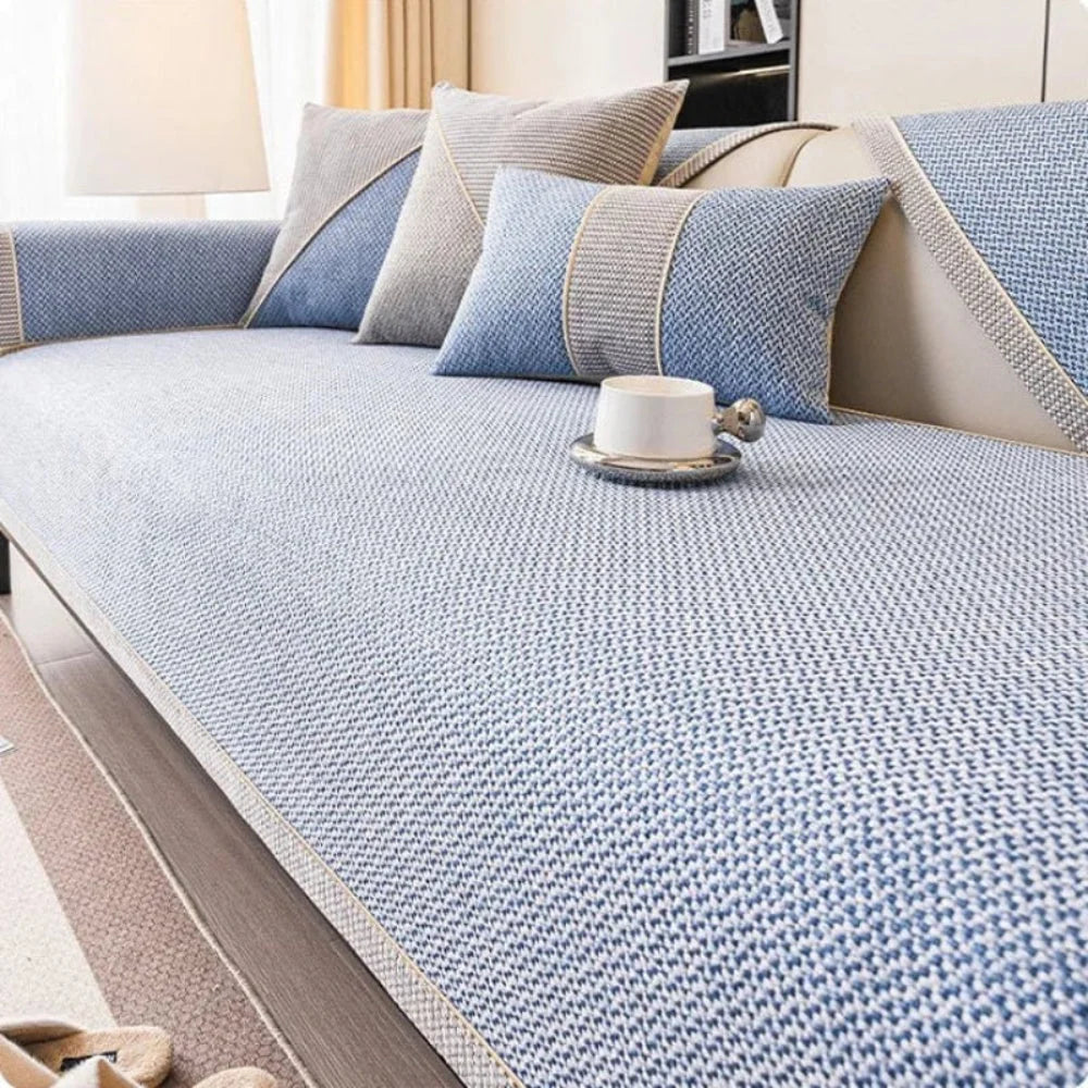 Sofa Protector Cover Woven Cotton Grip Backing