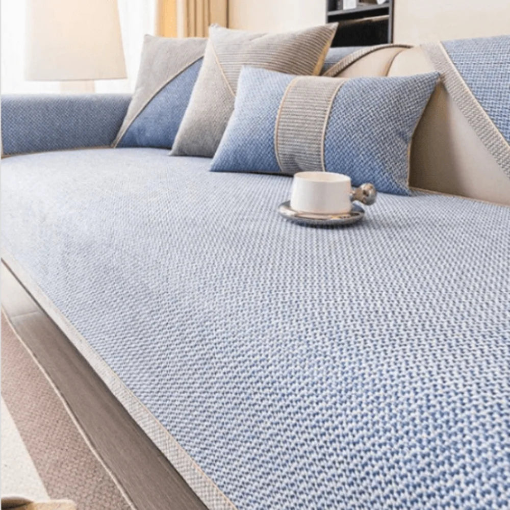 Sofa Protector Cover Woven Cotton Grip Backing
