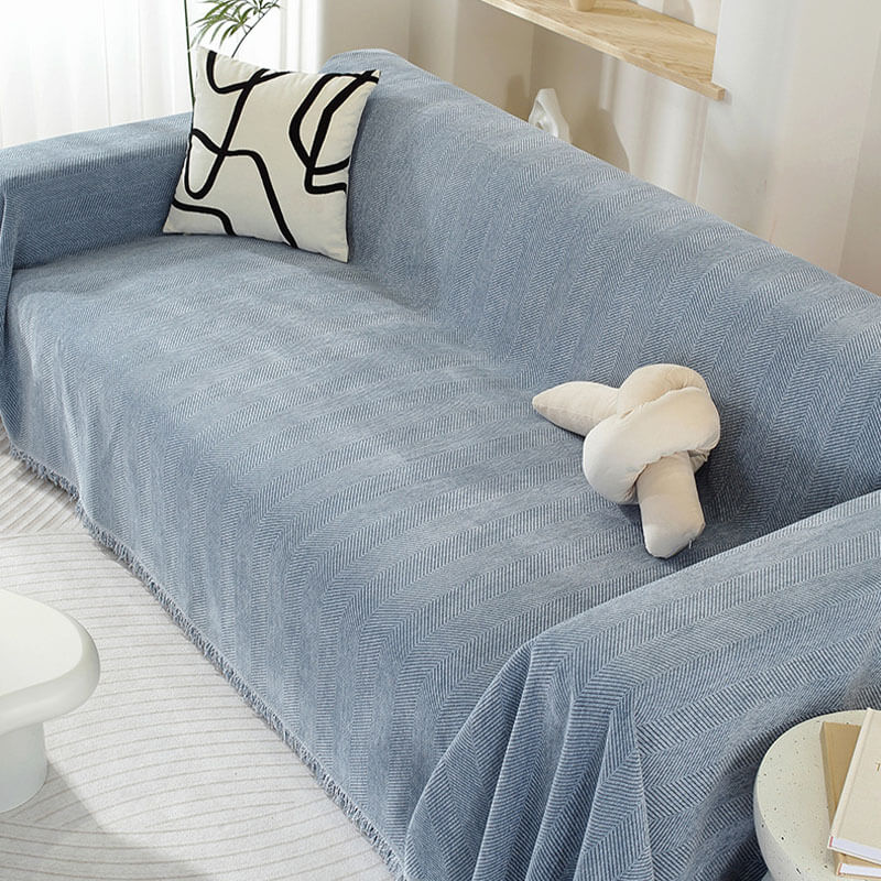 Sofa Throw Blanket Chenille Herringbone Machine Washable Sofa Protector
