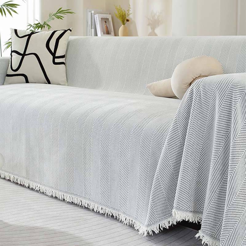Sofa Throw Blanket Chenille Herringbone Machine Washable Sofa Protector