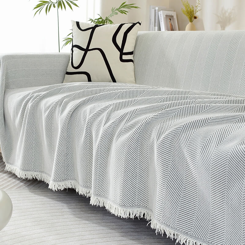 Sofa Throw Blanket Chenille Herringbone Machine Washable Sofa Protector