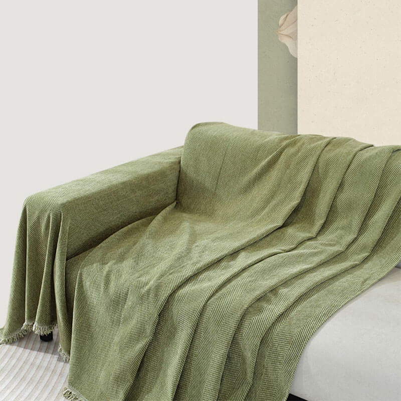Sofa Throw Blanket Chenille Herringbone Machine Washable Sofa Protector