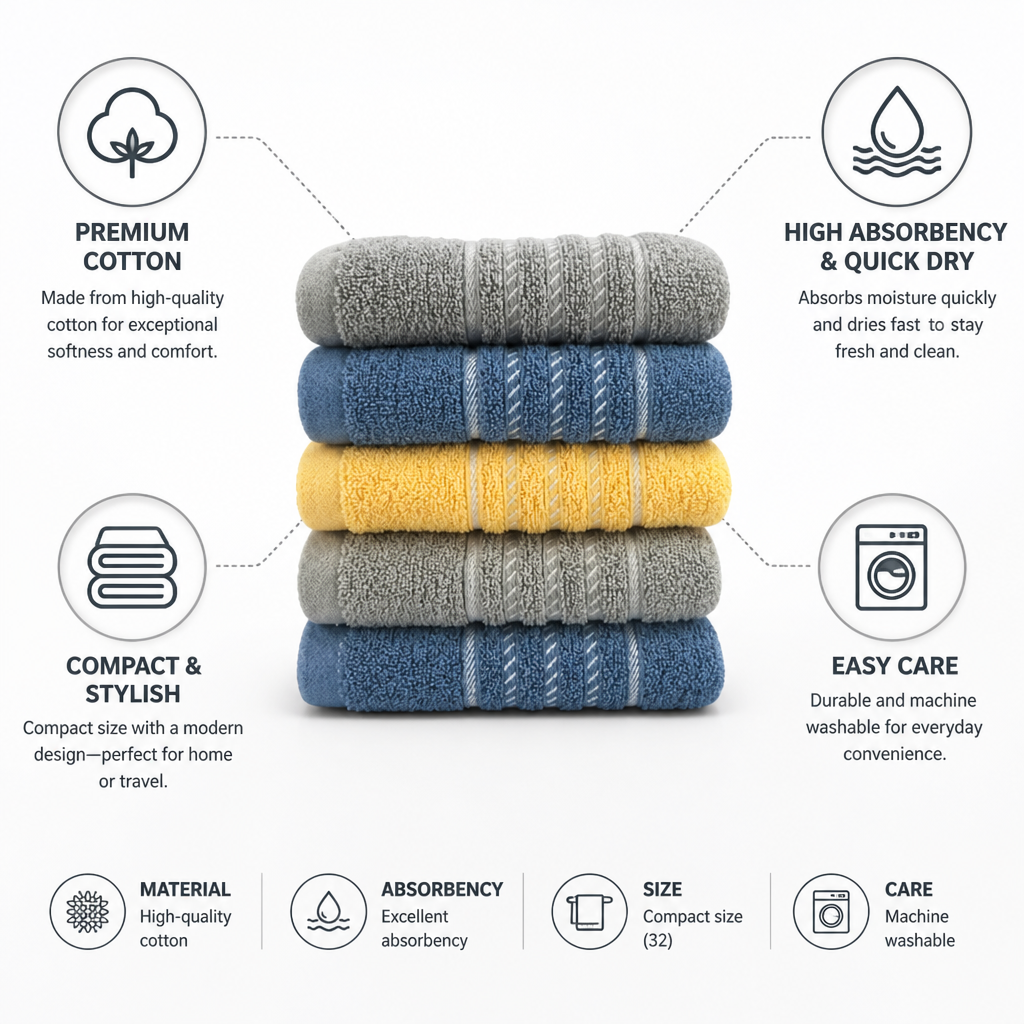 Soft Cotton Quick-Drying Bath Towel (Compact Size)