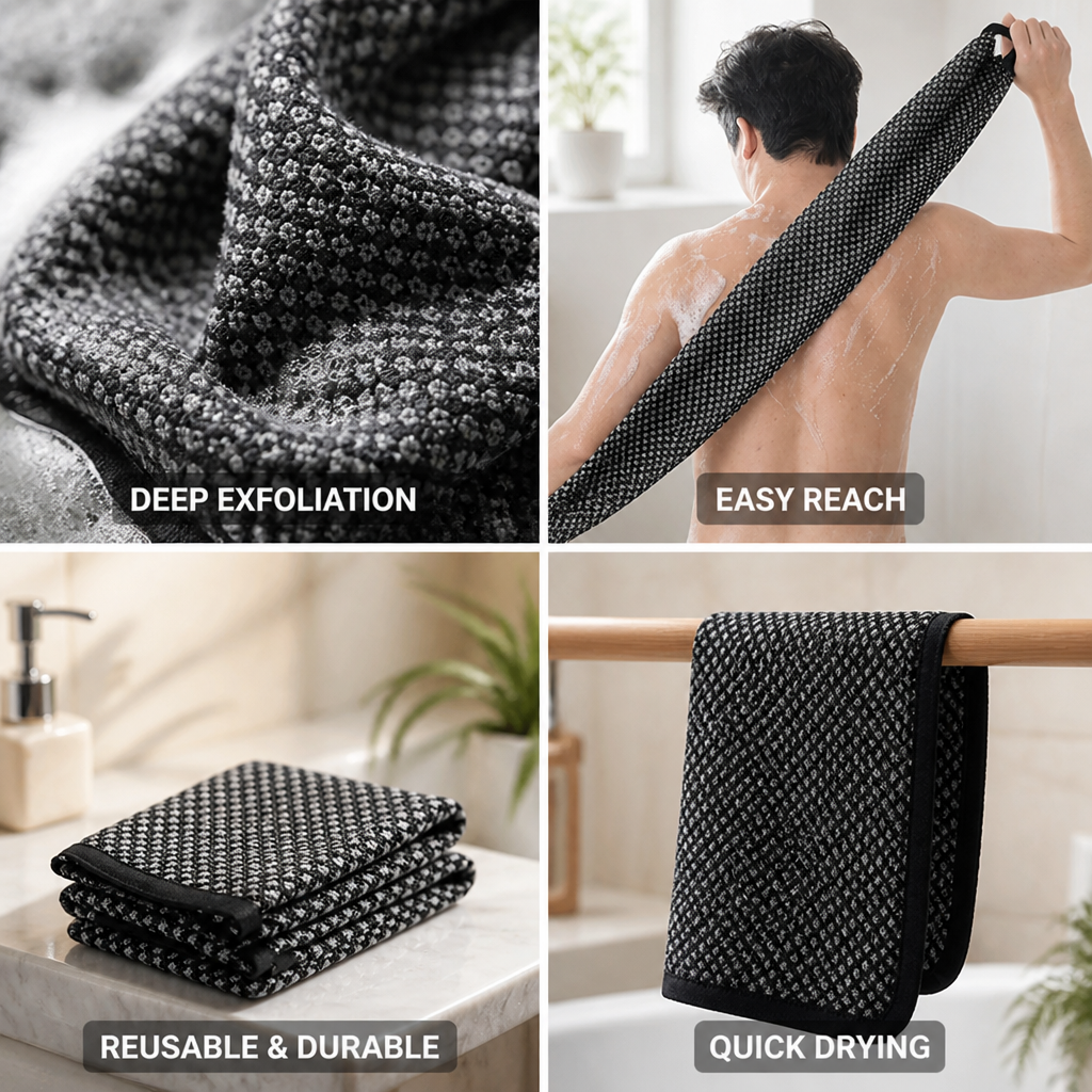 Soft Reusable Exfoliating Back Scrub Towel