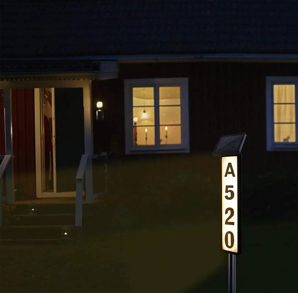 Solar Address Number Sign Lighted Customizable Waterproof