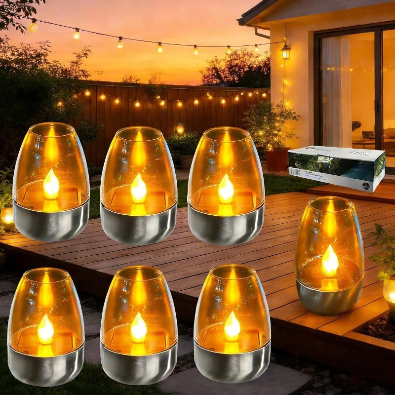 Solar Candle Lights Solar-Powered Waterproof Flickering Glow