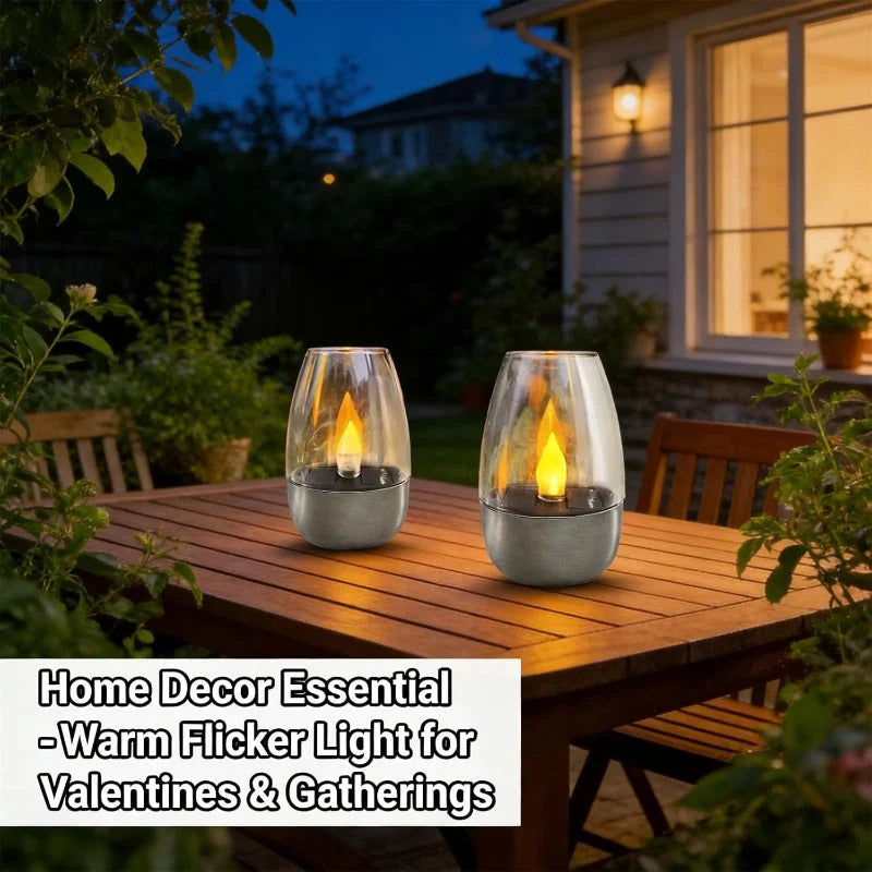Solar Candle Lights Solar-Powered Waterproof Flickering Glow