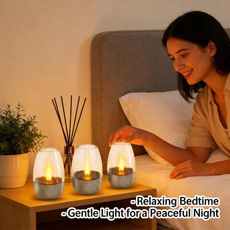 Solar Candle Lights Solar-Powered Waterproof Flickering Glow